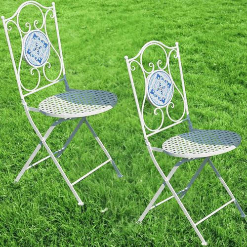 Mosaik paar stühle blau - paar, weiß