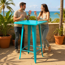 Blau Metall Bartisch Set